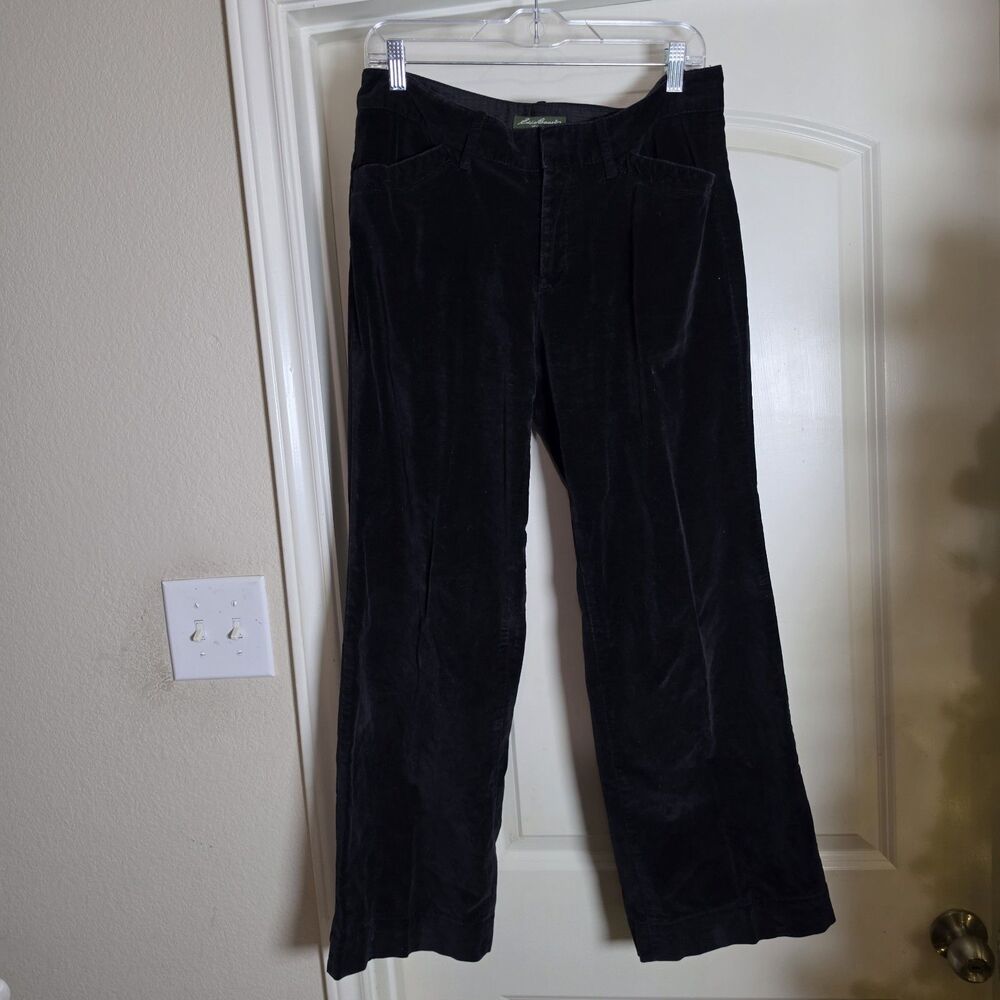 Eddie Bauer Pants Womens Size 8 Black Corduroy Pockets Casual Everyday Cotton